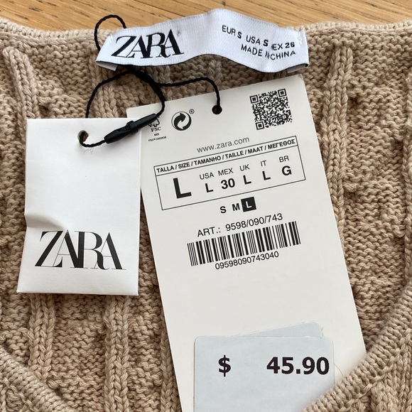 NWT! Zara Cable Knit Button Sleeveless Vest - Picture 2 of 3